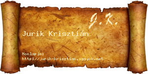 Jurik Krisztián névjegykártya
